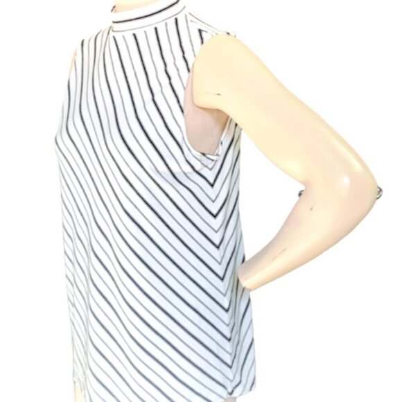 Chico's Striped Mock Neck Tank Top Sz 2 (L/12) #1T - Picture 6 of 9